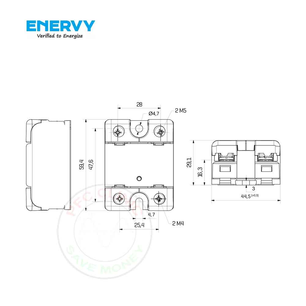 ابعاد رله SSR برند ENERVY