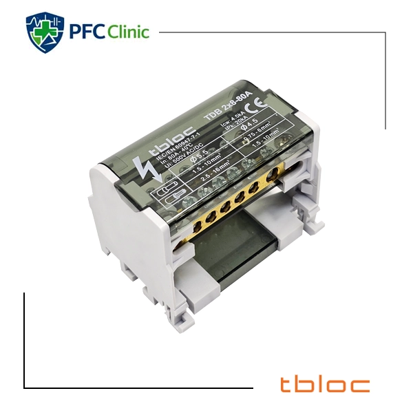 ترمینال توزیع رعد TDB2×8‑80A | دو پل ۸۰ آمپر