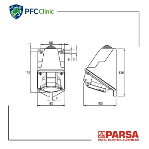 پریز روکار 32×3 پارسا مدل 415 | IP44