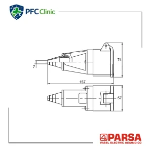 پریز سیار 16×4 پارسا مدل 505 | IP44