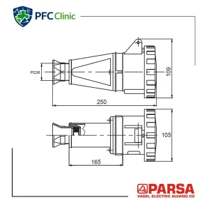 پریز سیار صنعتی 63×4 پارسا مدل 930 | IP66