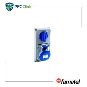 پریز صنعتی کلیددار تک‌فاز فاماتل مدل 25037 – 32 آمپر، 3 پین، IP67