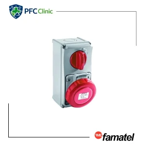 پریز صنعتی کلیددار سه‌فاز فاماتل مدل 26005 – 63 آمپر، 5 پین (3P+N+E)