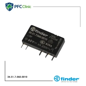 رله الکترومکانیکی باریک 6 آمپر فیندر مدل 34.51.7.060.0010 | Finder Slim Relay 60VDC