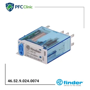رله دو کنتاکت 24VDC 8A فیندر 8 پایه مدل Finder 46.52.9.024.0074 | رله صنعتی سری 46