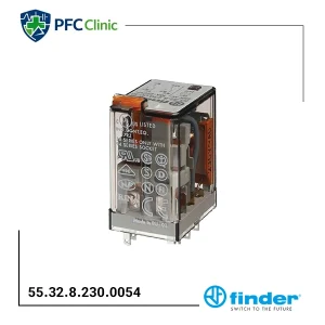 رله دو کنتاکت 8 پایه فیندر Finder 55.32.8.230.0054 | رله 230V AC سری 55