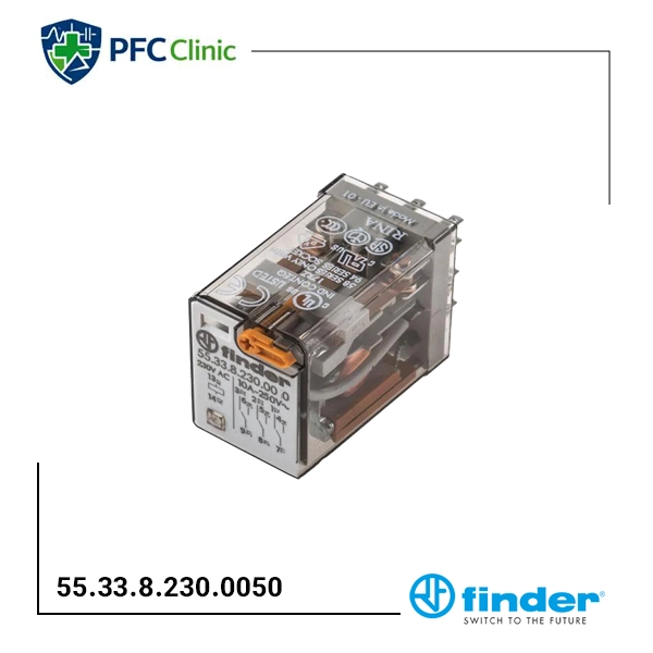 رله سه کنتاکت 11 پایه فیندر Finder 55.33.8.230.0050 | رله 220V AC سری 55
