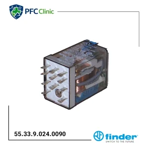 رله سه کنتاکت 11 پایه فیندر Finder 55.33.9.024.0090 | رله 24V DC سری 55