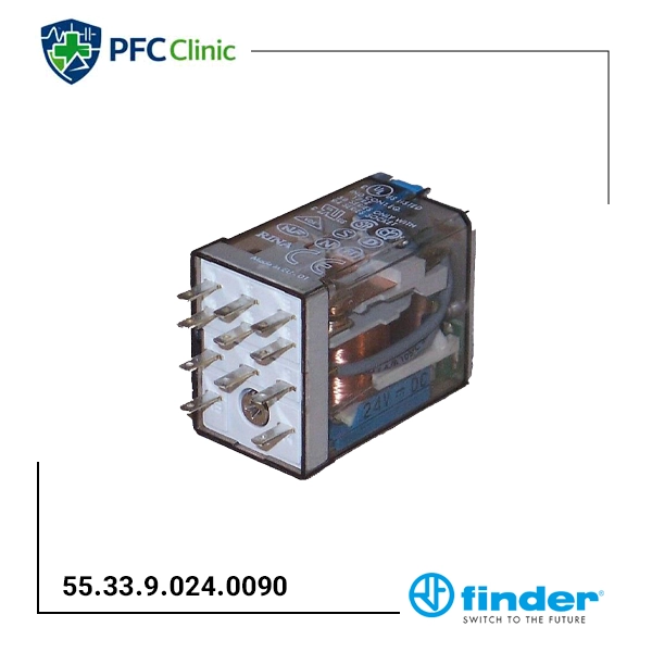 رله سه کنتاکت 11 پایه فیندر Finder 55.33.9.024.0090 | رله 24V DC سری 55