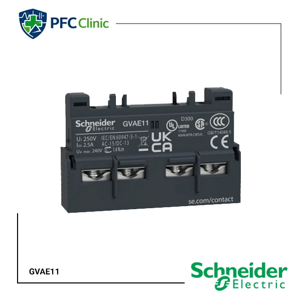 GVAE11کنتاکت کمکی 1NO+1NC نصب از روبه رو کلید حرارتی اشنایدر الکتریک سری GV2 و GV3